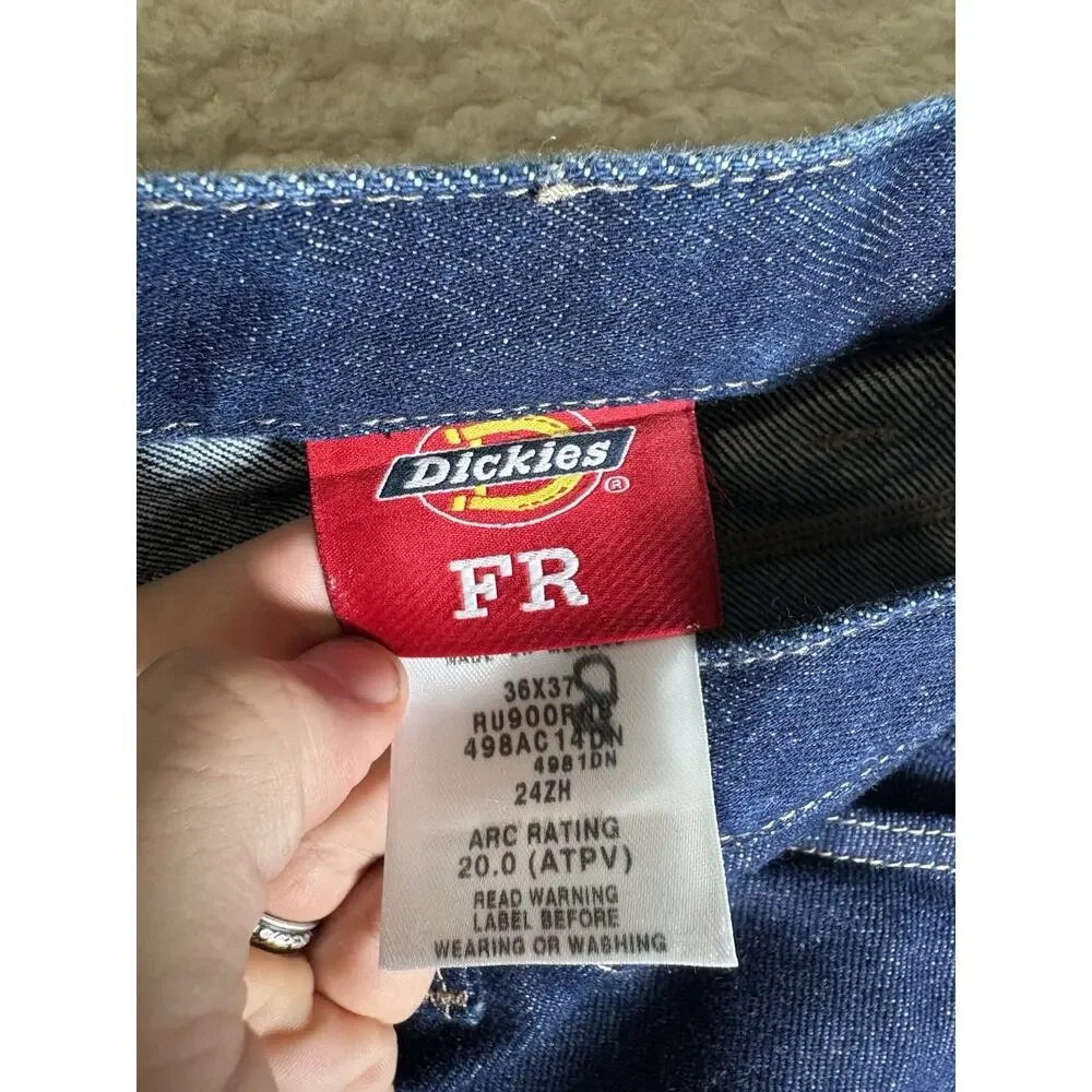 Dickies FR Jeans Mens 36x28 Blue Denim Flame Resistant Workwear 2112 Cat 2